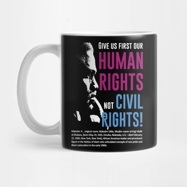 Malcolm X Quote 'Give us first our Human Rights not Civil Rights!' by ZUNAIRA